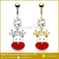 China Latest Design Christmas Tree Silver Gold Dangle Navel Belly Ring